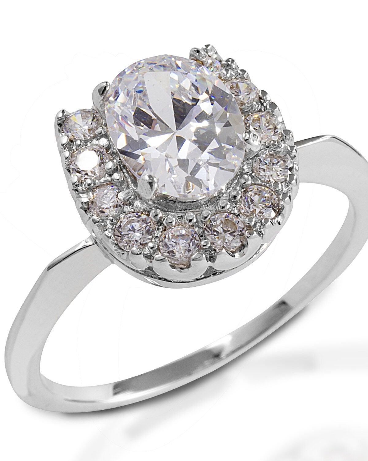 Kelly Herd Women's Oval Solitaire Horseshoe Ring, Silver, hi-res