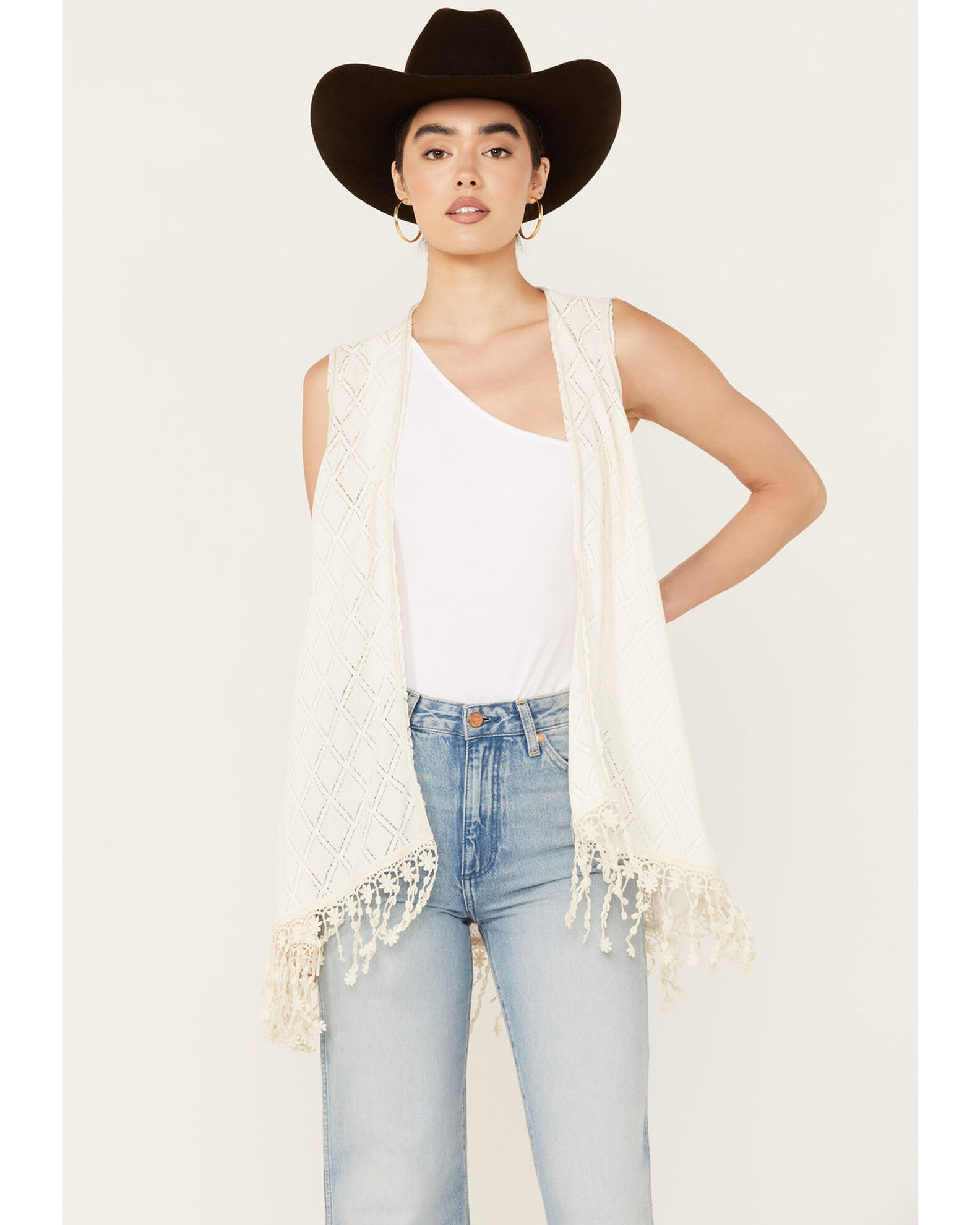 Miss Me Women s Lace Fringe Hem Vest Boot Barn