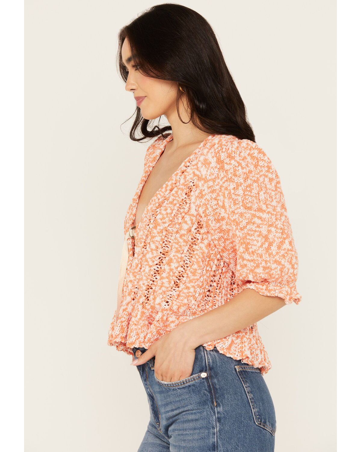 Image #2 - Free People Women's Yesterday Cardigan, Peach, hi-res