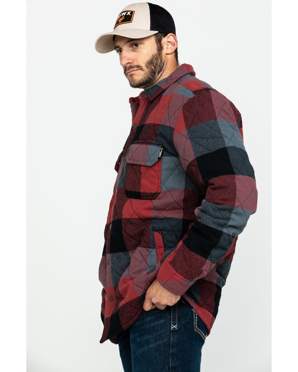 Image #3 - Hawx Men's Red Quilted Plaid Shirt Work Jacket - Big, , hi-res