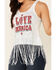 Image #3 - Shyanne Women's I Love America Graphic Fringe Hem Tank Top, White, hi-res