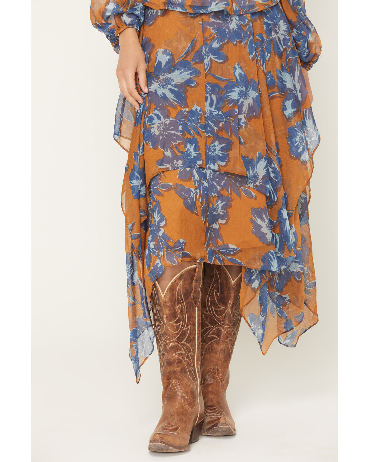 Image #2 - Shyanne Women's Floral Tiered Midi Skirt, Pecan, hi-res