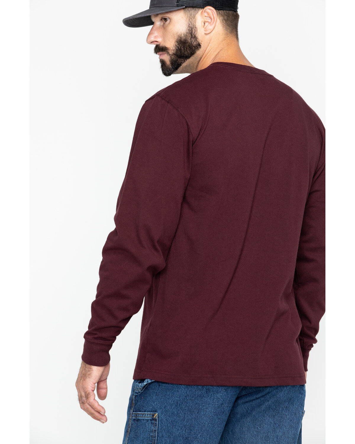 Image #2 - Carhartt Men's Loose Fit Heavyweight Long Sleeve Logo Pocket Work T-Shirt, Port, hi-res