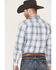 Rough Stock by Panhandle Men's Dobby Plaid Print Long Sleeve Button Down Shirt, Navy, hi-res