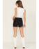 Image #3 - Rock & Roll Denim Women's High Rise Floral Embroidered Velvet Shorts, Black, hi-res