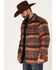 Wrangler Men's Plaid Print Snap Flannel Shacket , Orange, hi-res