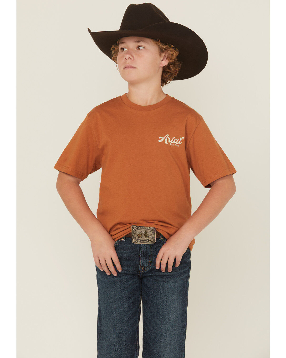 Image #2 - Ariat Boys' Coyote Short Sleeve Graphic T-Shirt, Brown, hi-res