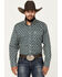 Image #1 - Panhandle Men's Select Medallion Long Sleeve Button-Down Western Shirt, Dark Green, hi-res