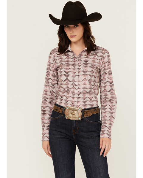 Ariat Women's Kirby Southwestern Print Long Sleeve Button-Down Stretch Western Shirt , Multi, hi-res