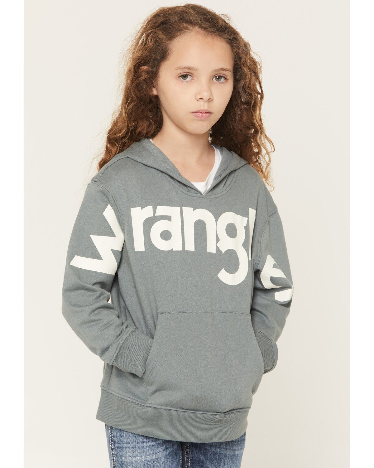 Wrangler Girls' Bold Logo Hoodie, Teal, hi-res