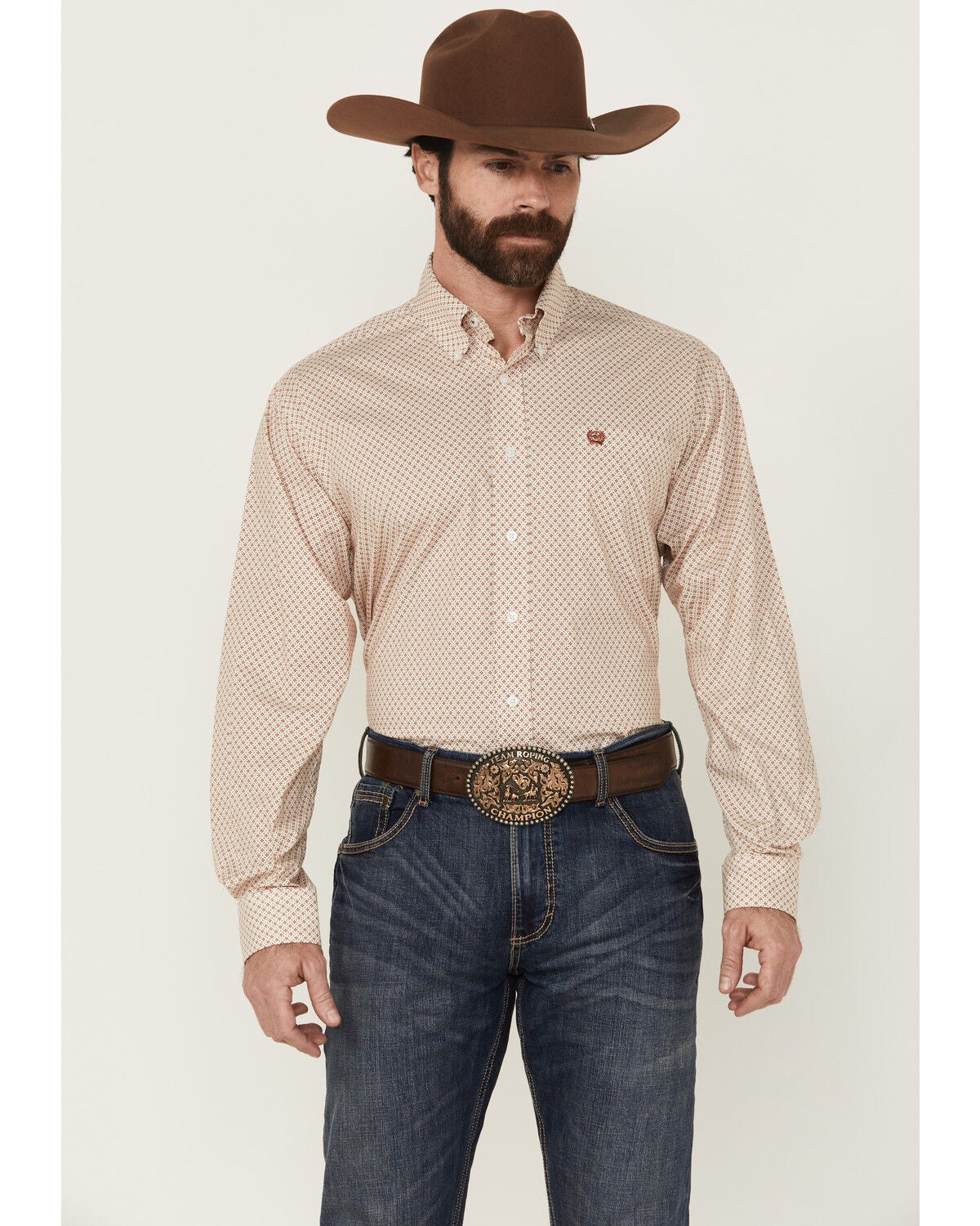 Image #1 - Cinch Men's Geo Print Long Sleeve Button-Down Stretch Western Shirt, , hi-res