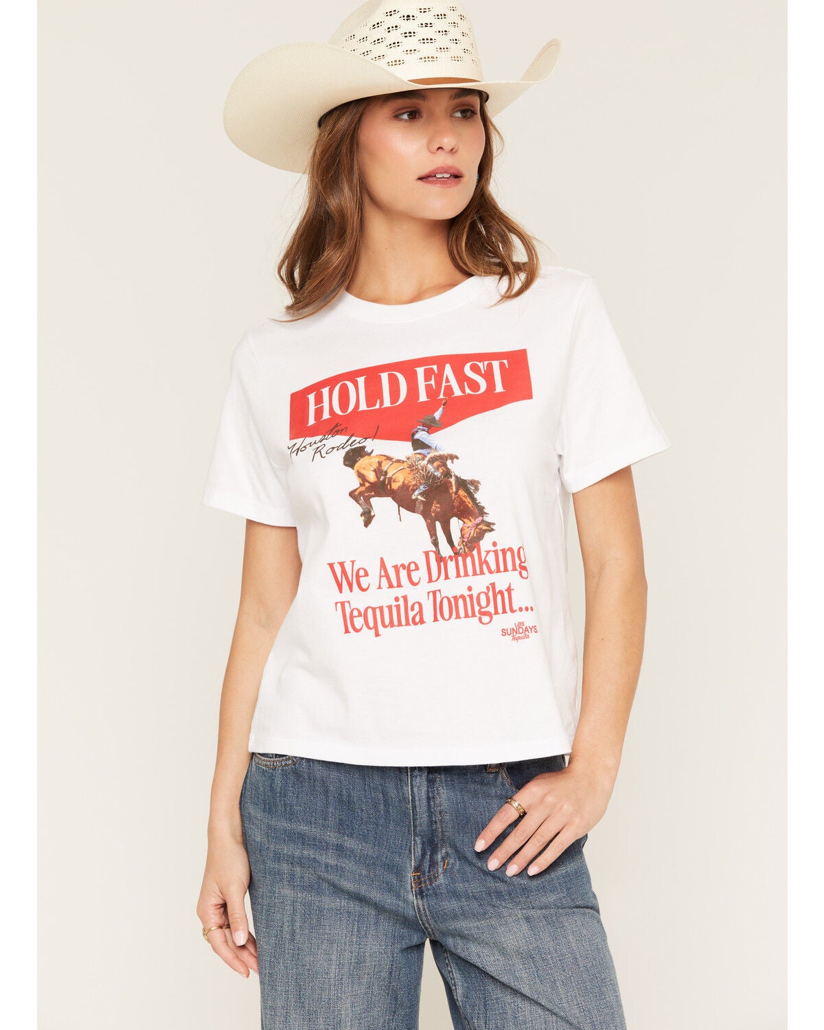 Los Sundays Women's Holdfast Houston Rodeo Short Sleeve Graphic Tee, White, hi-res