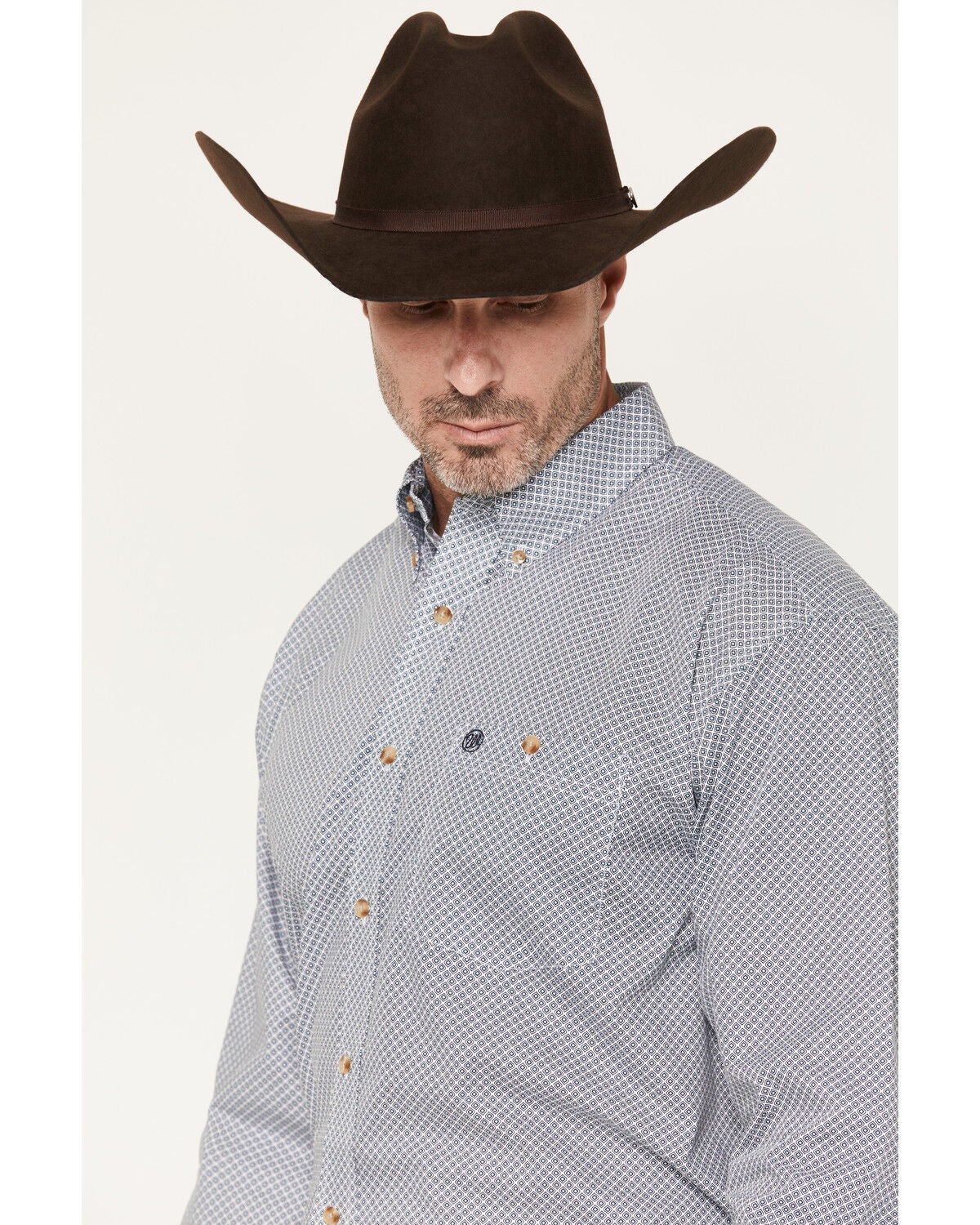 Image #2 - Wrangler Men's Geo Print Long Sleeve Button-Down Western Shirt - Big, Teal, hi-res