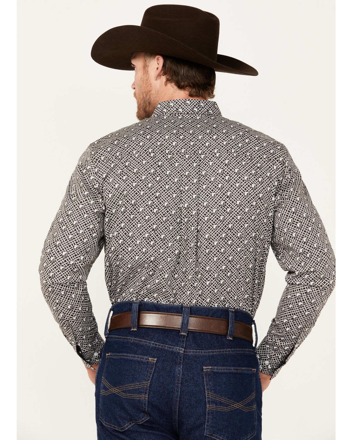 Image #4 - RANK 45® Men's Chute Gate Geo Print Long Sleeve Button-Down Western Shirt, Black, hi-res