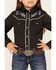 Image #3 - Ely Walker Girls' Floral Embroidered Long Sleeve Pearl Snap Western Shirt, Black, hi-res