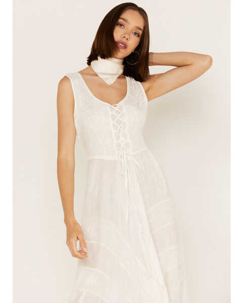 Image #3 - Scully Women's Lace-Up Jacquard Dress, Ivory, hi-res