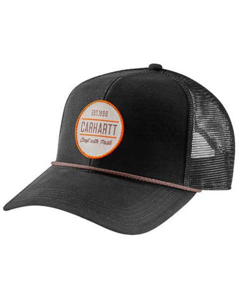 Image #1 - Carhartt Men's Craft Logo Patch Mesh Back Trucker Cap, Black, hi-res