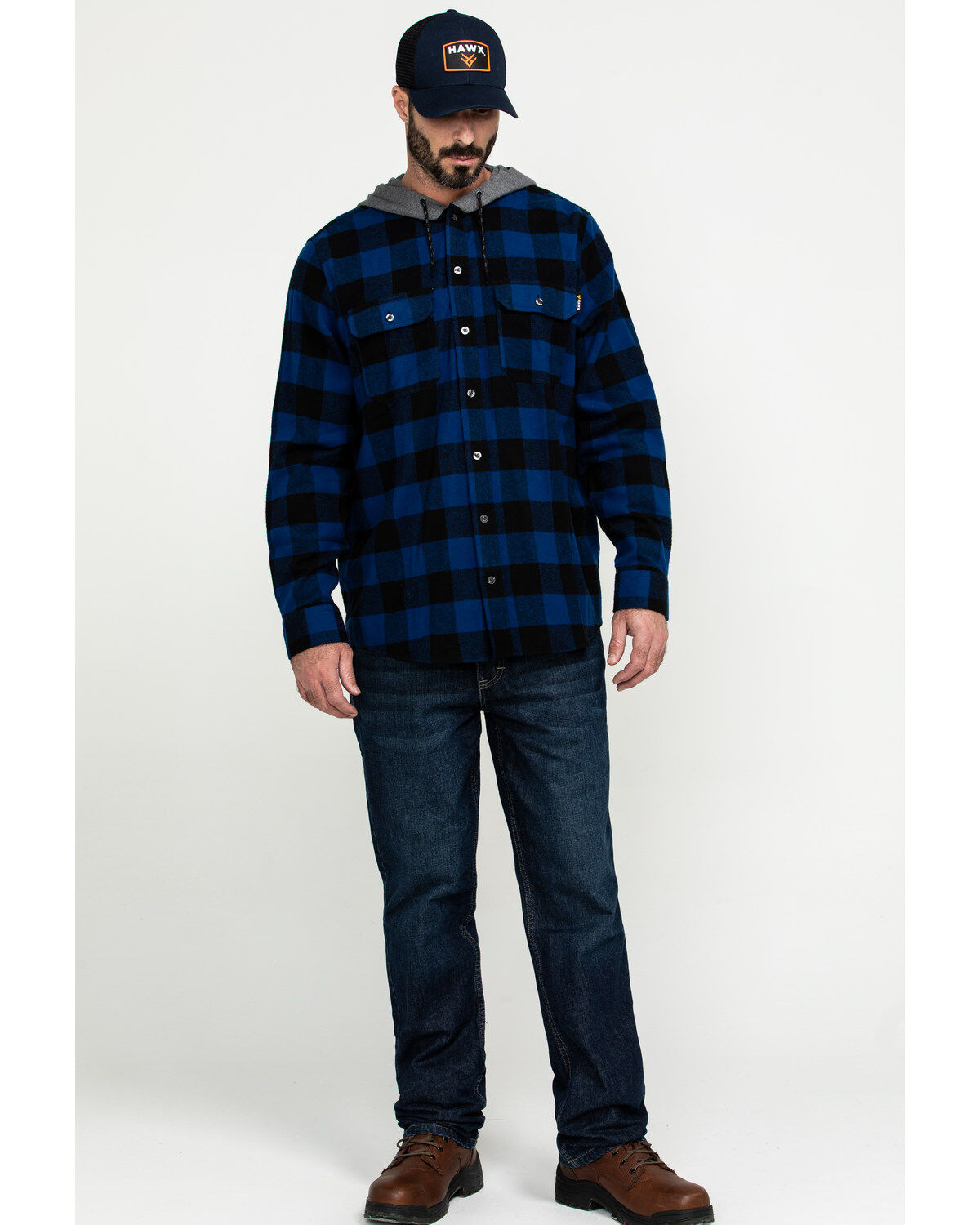 Image #6 - Hawx Men's Monteta Plaid Hooded Long Sleeve Shirt Work Jacket, , hi-res