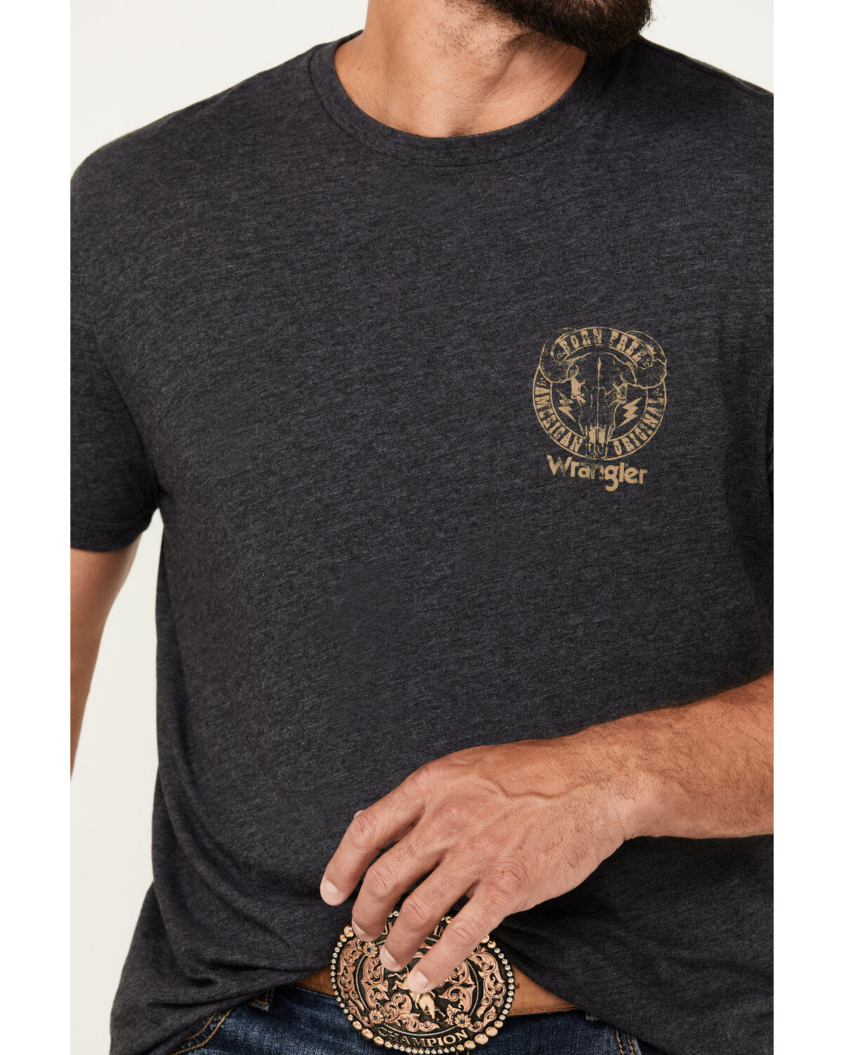 Image #4 - Wrangler Men's Boot Barn Exclusive Bull Skull Stamp Short Sleeve Graphic T-Shirt, , hi-res