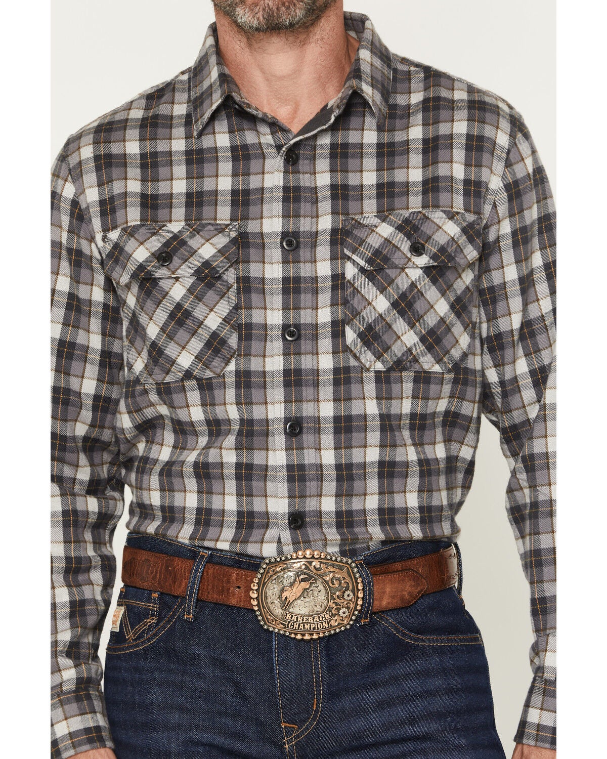 Image #3 - Pendleton Men's Burnside Plaid Print Long Sleeve Button-Down Flannel Shirt, Grey, hi-res