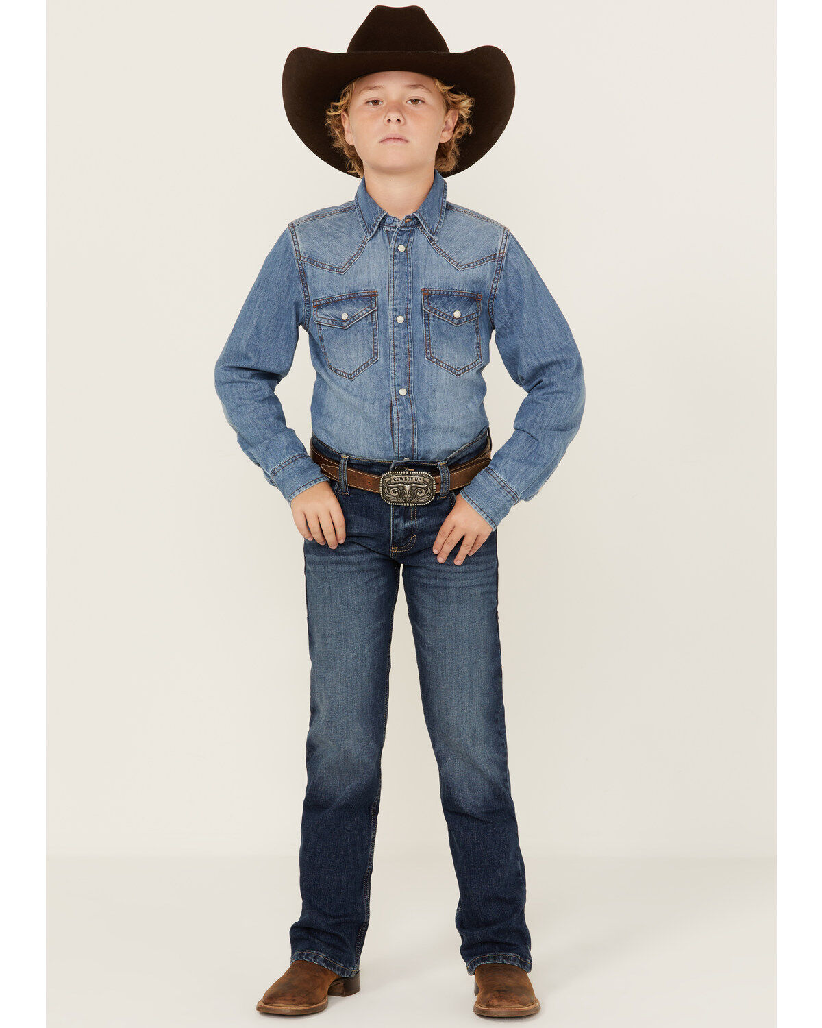 Image #1 - Wrangler 20X Boys' Dark Wash Range Vintage Bootcut Jeans, Dark Wash, hi-res