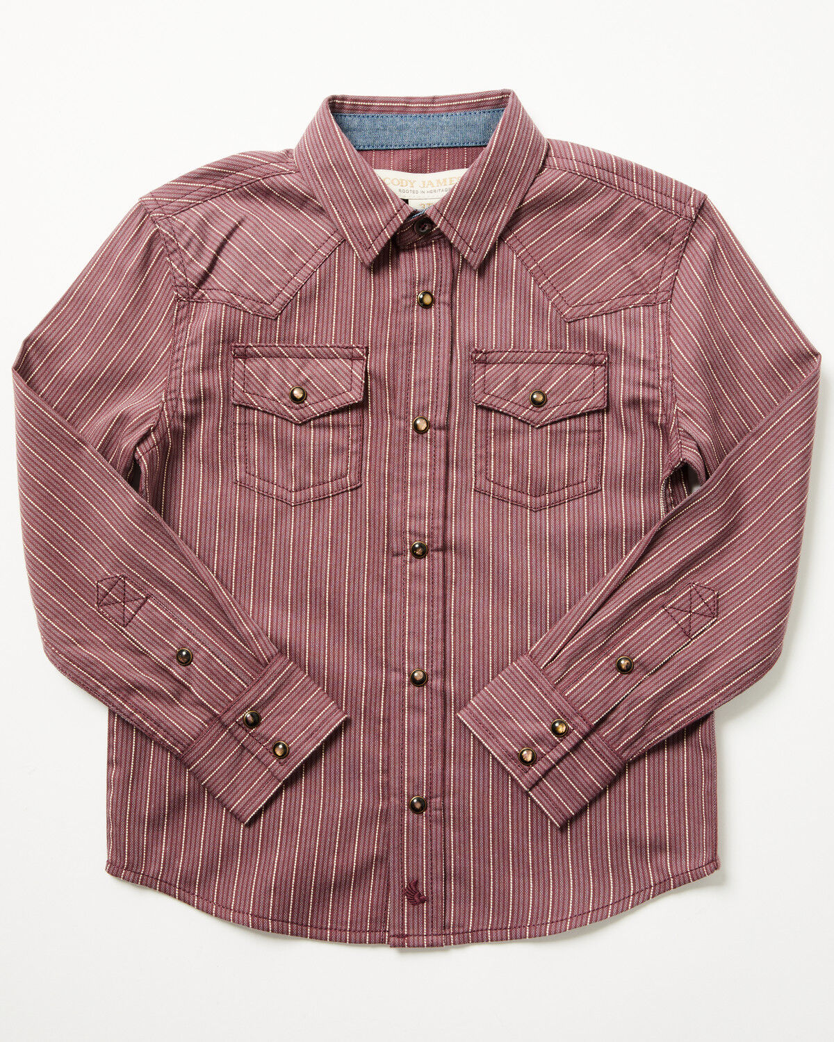 Image #1 - Cody James Toddler Boys' Everest Peak Striped Print Long Sleeve Snap Western Shirt, Burgundy, hi-res