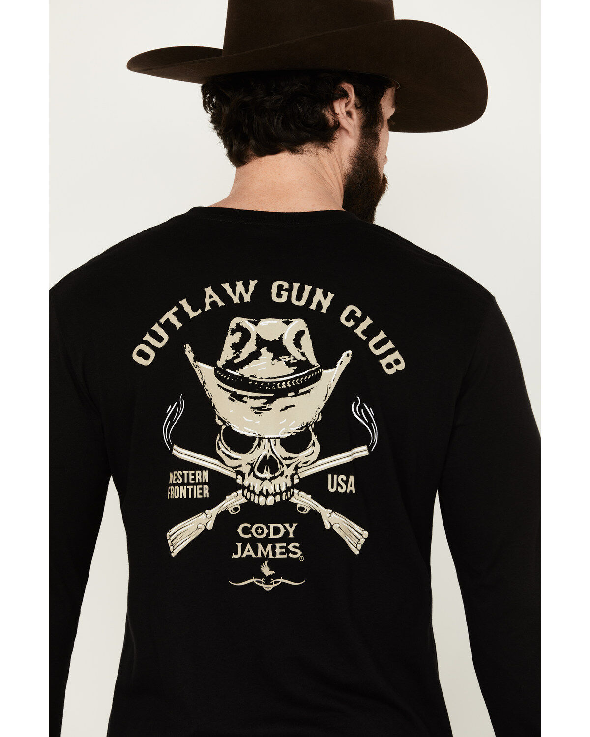 Image #4 - Cody James Men's Outlaw Gun Club Long Sleeve Graphic T-Shirt, Black, hi-res