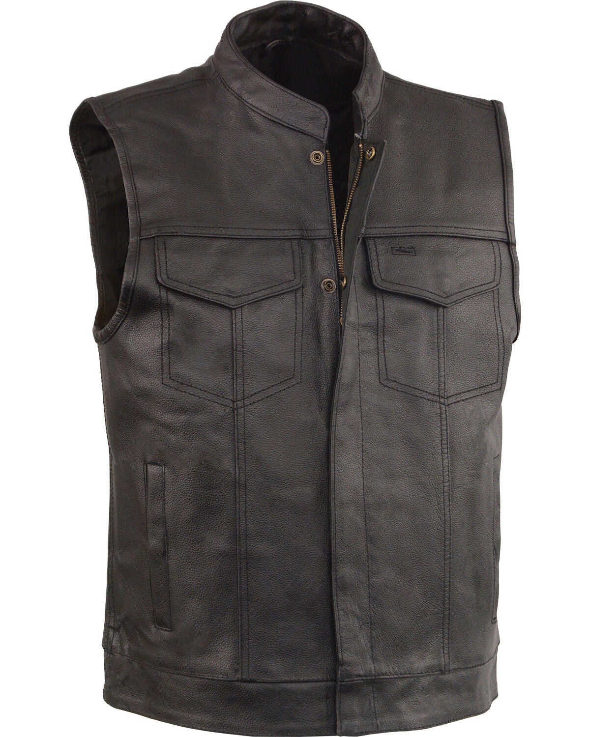 Milwaukee Leather Men's Black Open Neck Club Style Vest - Big 5X, Black, hi-res
