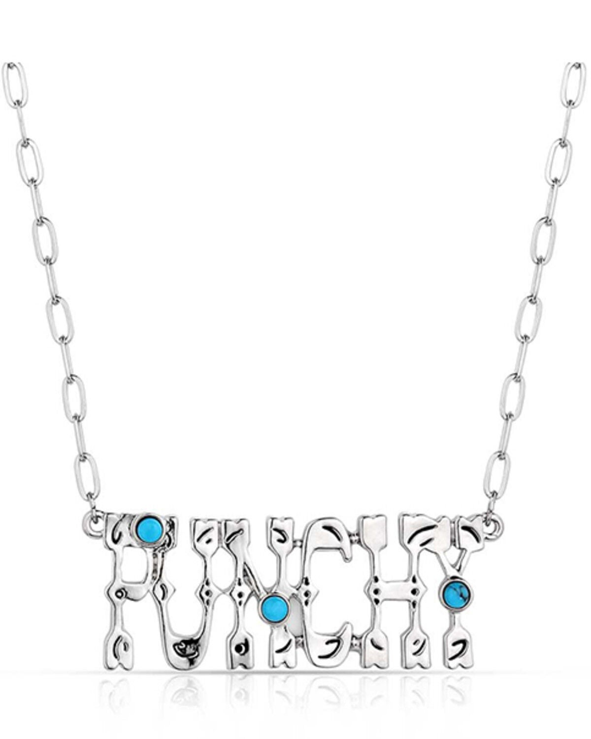 Montana Silversmiths Women's Punchy Charm Turquoise Necklace, Silver, hi-res