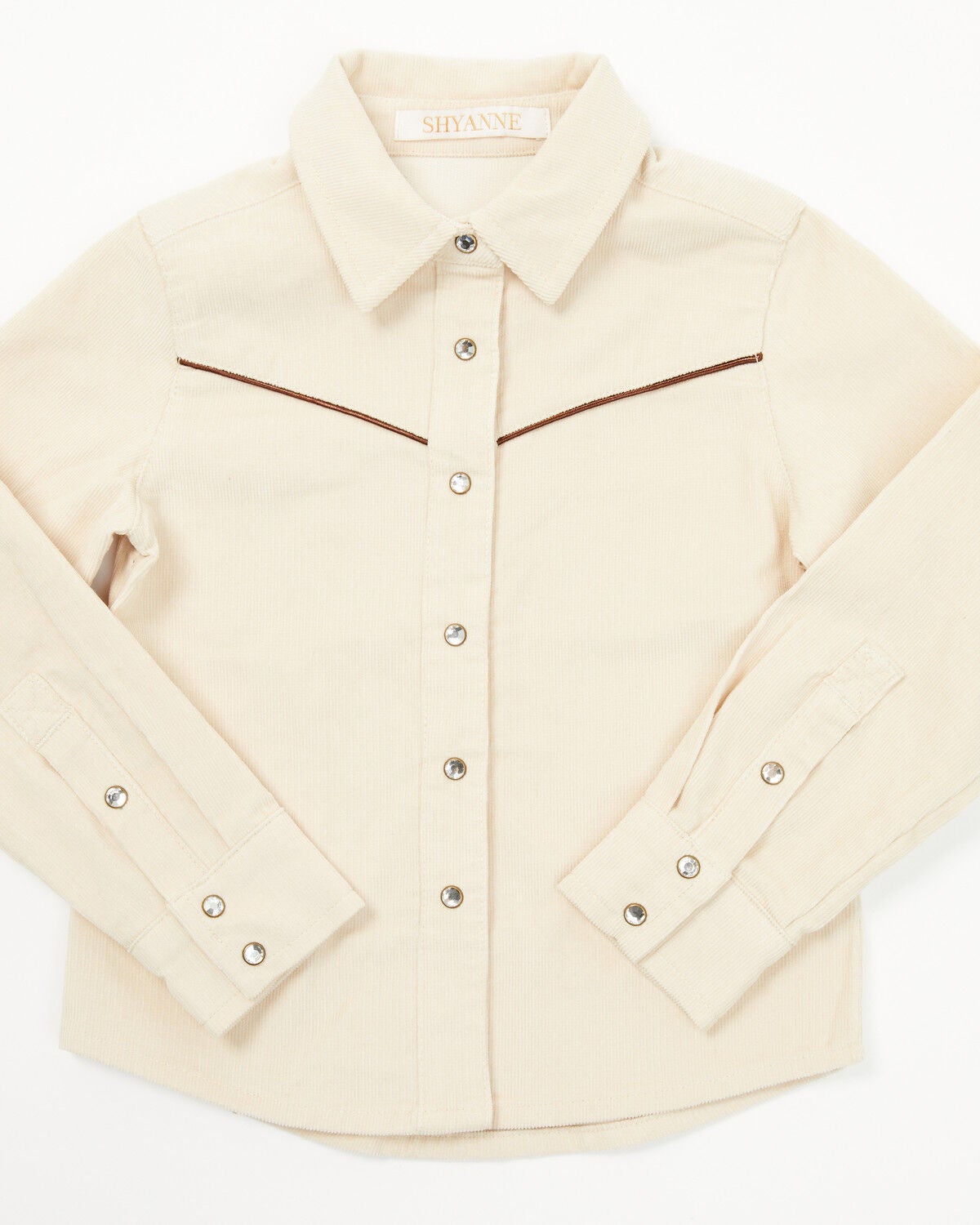 Shyanne Toddler Girls' Corduroy Long Sleeve Pearl Snap Western Shirt, Natural, hi-res