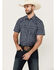 Image #1 - Cody James Men's Salud Plaid Print Short Sleeve Snap Western Shirt, Navy, hi-res
