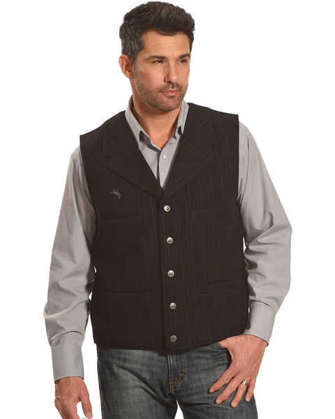 Wyoming Traders Men's Banker's Wool Vest, Black, hi-res