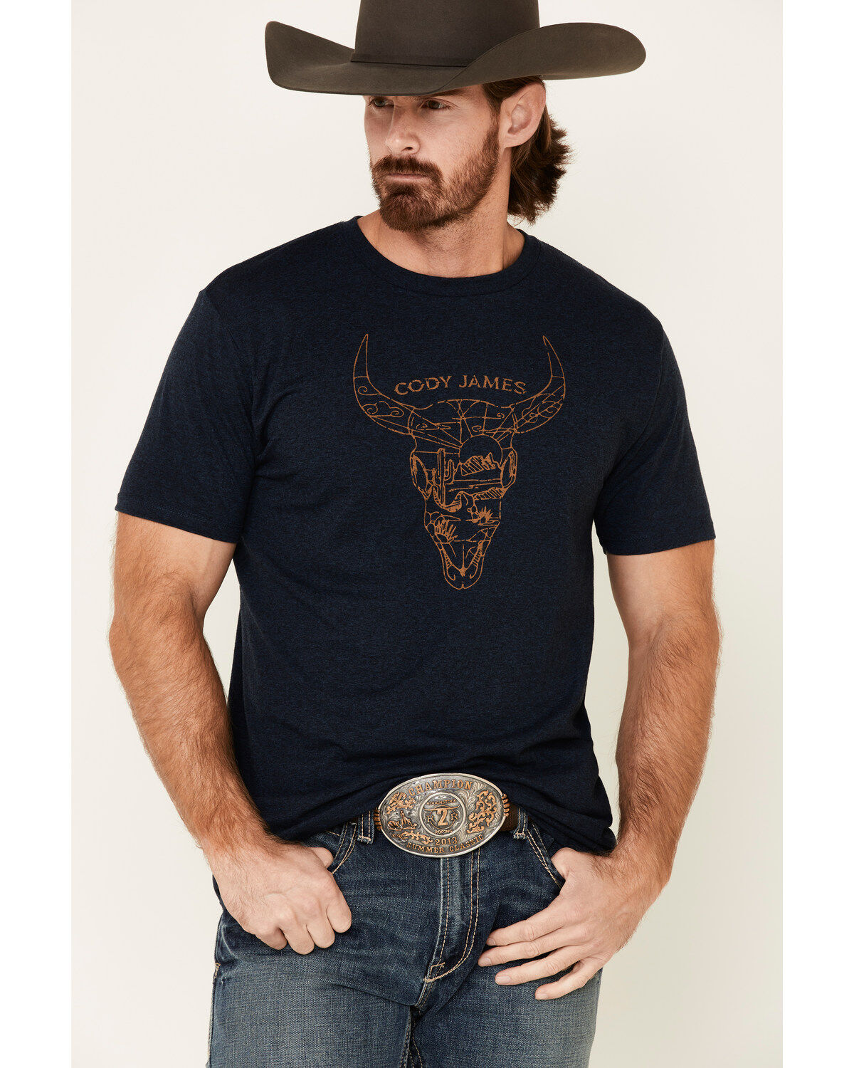 Image #1 - Cody James Men's Desert Bull Skull Graphic Short Sleeve T-Shirt, , hi-res