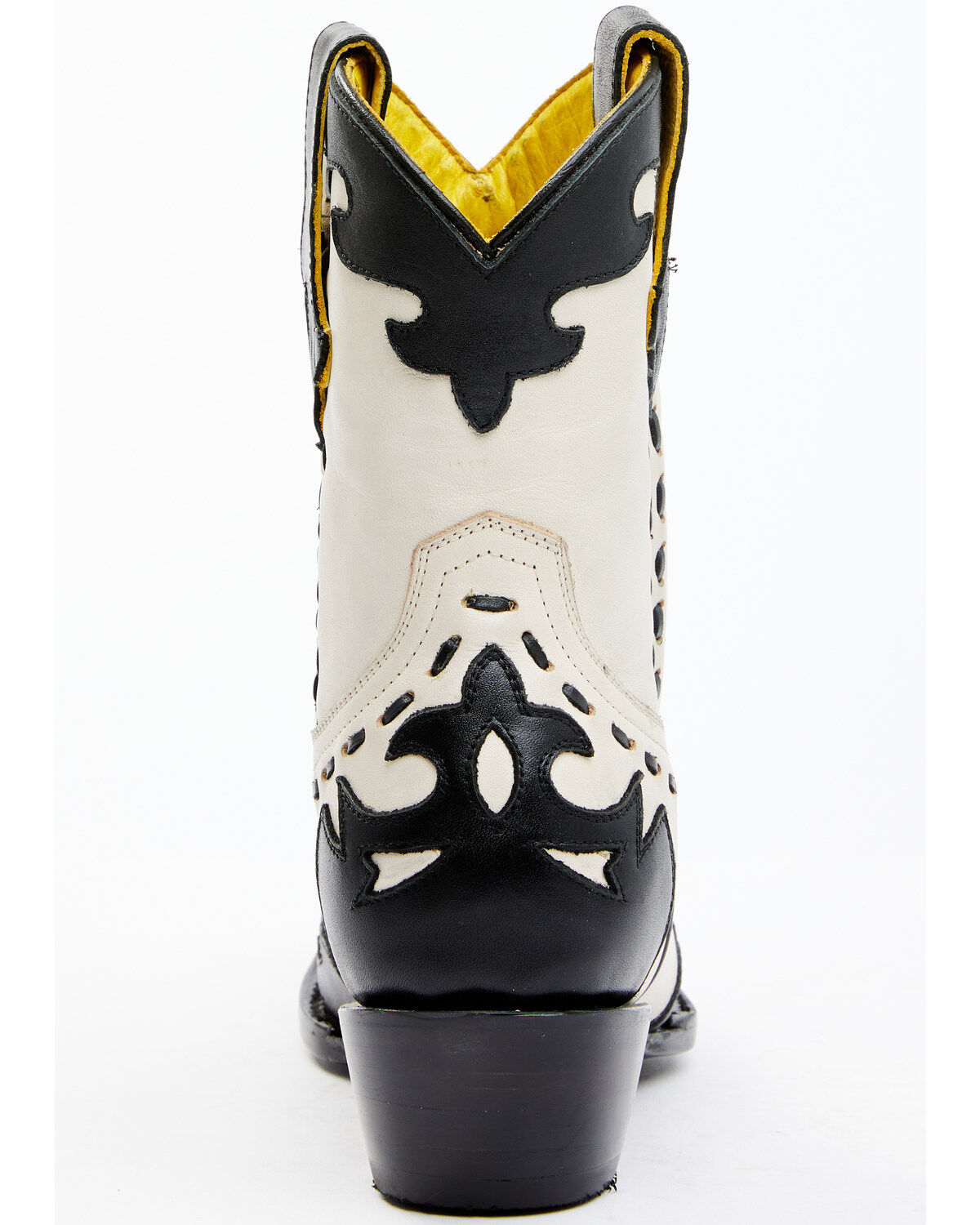 Image #5 - Planet Cowboy Women's Wingtip Leather Western Boot - Snip Toe, Cream/black, hi-res