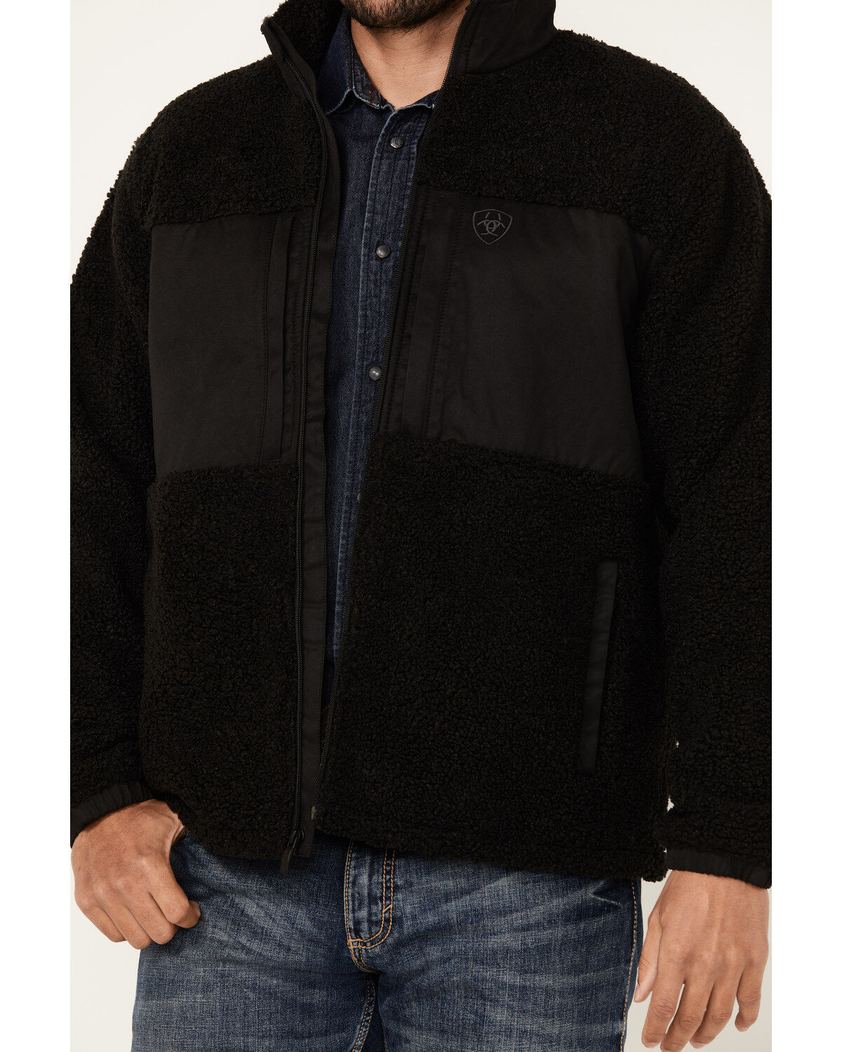 Image #3 - Ariat Men's Odessa Sherpa Lightweight Jacket, Black, hi-res