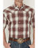 Image #3 - Stetson Men's Plaid Print Short Sleeve Snap Western Shirt, Burgundy, hi-res