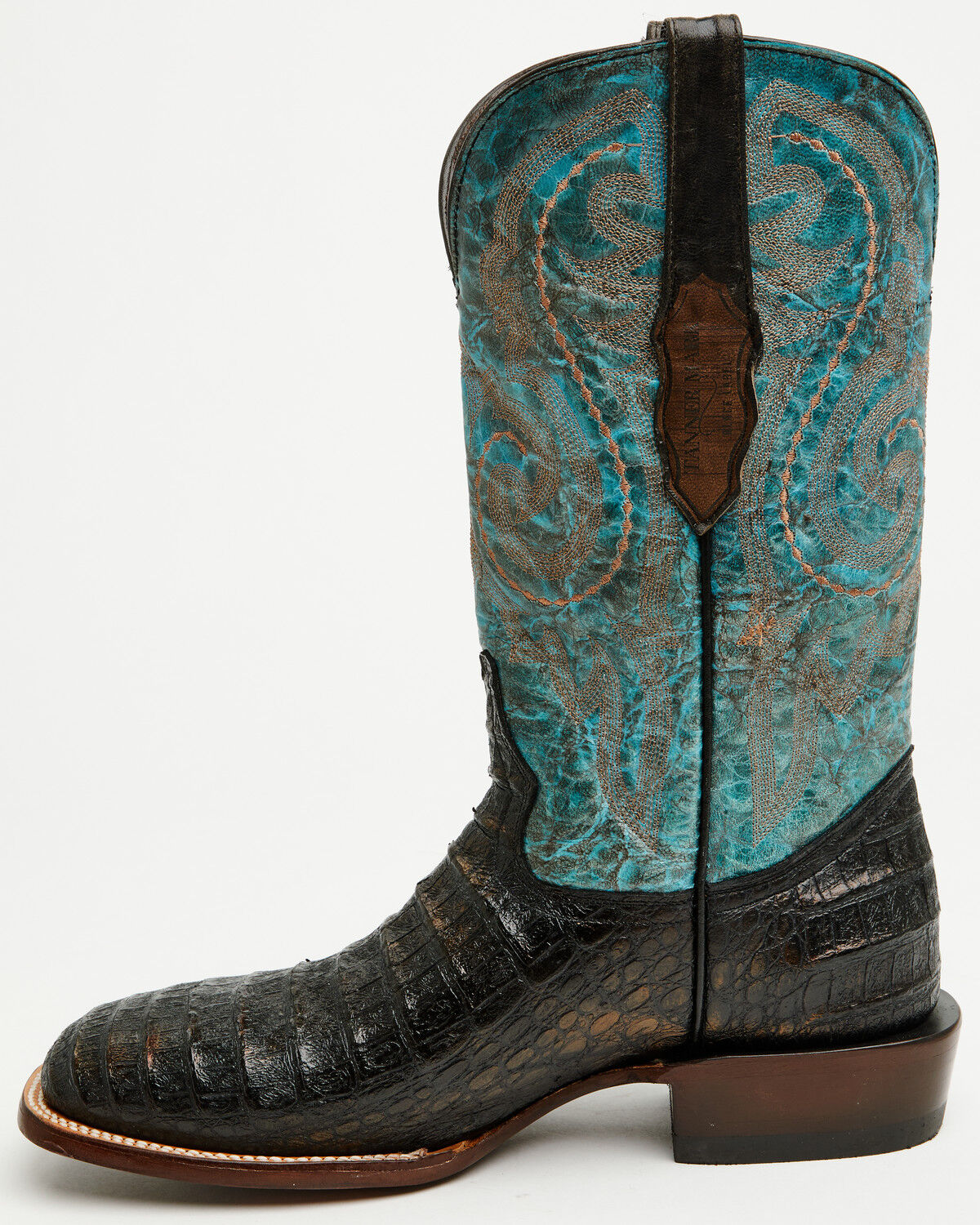 Tanner Mark Men's Caiman Print Western Boots - Broad Square Toe