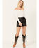 Image #1 - Blue B Women's High Rise Faux Leather Studded Shorts, Black, hi-res
