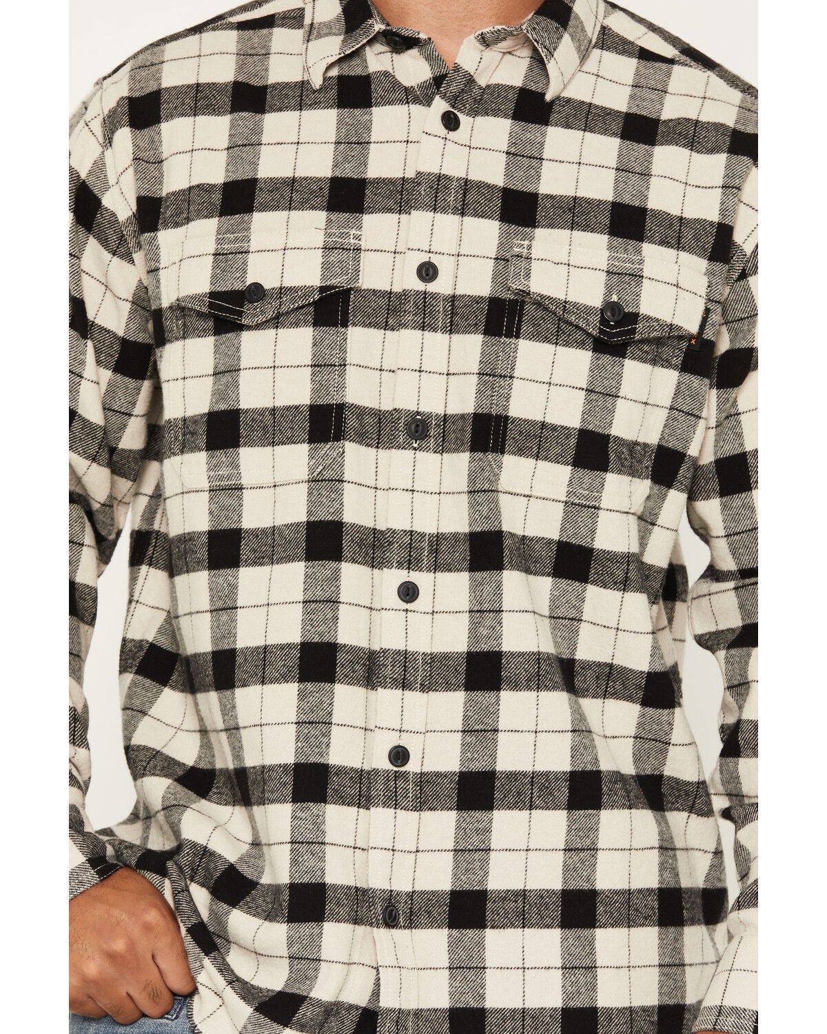 Image #3 - Hawx Men's Outlaw Plaid Print Long Sleeve Button-Down Flannel Work Shirt, Natural, hi-res