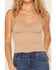 Image #3 - By Together Women's Lace Trim Ribbed Tank, Tan, hi-res