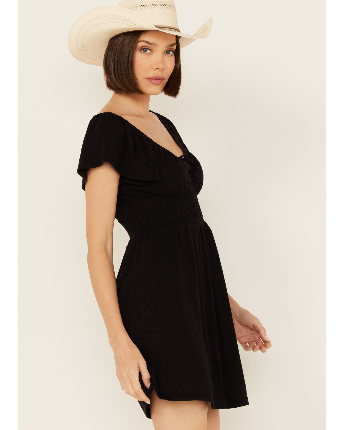 Image #2 - Bila77 Women's Knit Frances Short Sleeve Mini Dress, Black, hi-res