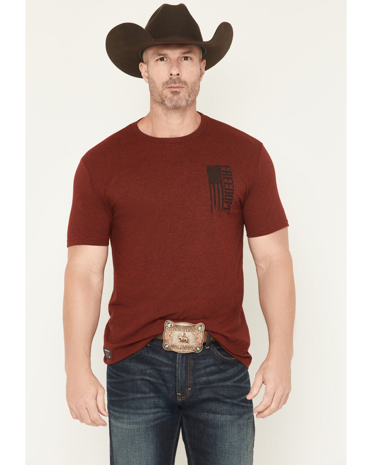 Howitzer Men's Freedom Short Sleeve Graphic T-Shirt, Burgundy, hi-res