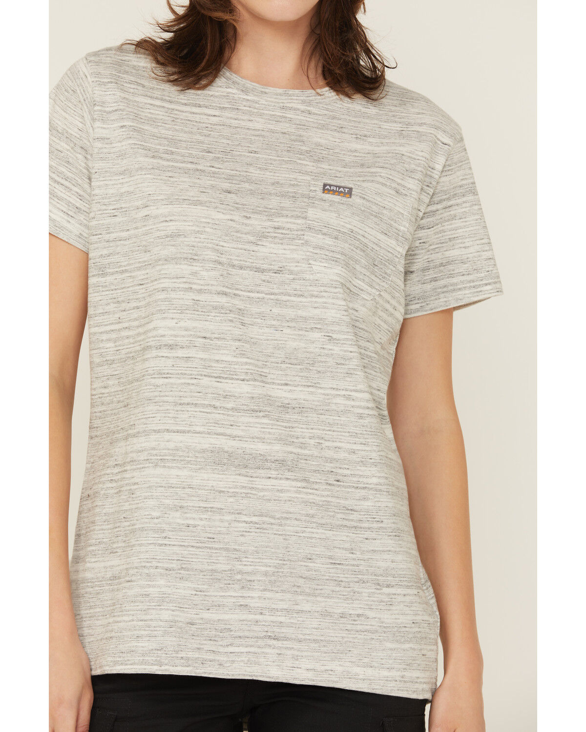 Image #3 - Ariat Women's Rebar Cotton Strong Space Dyed Short Sleeve Work Tee, Grey, hi-res