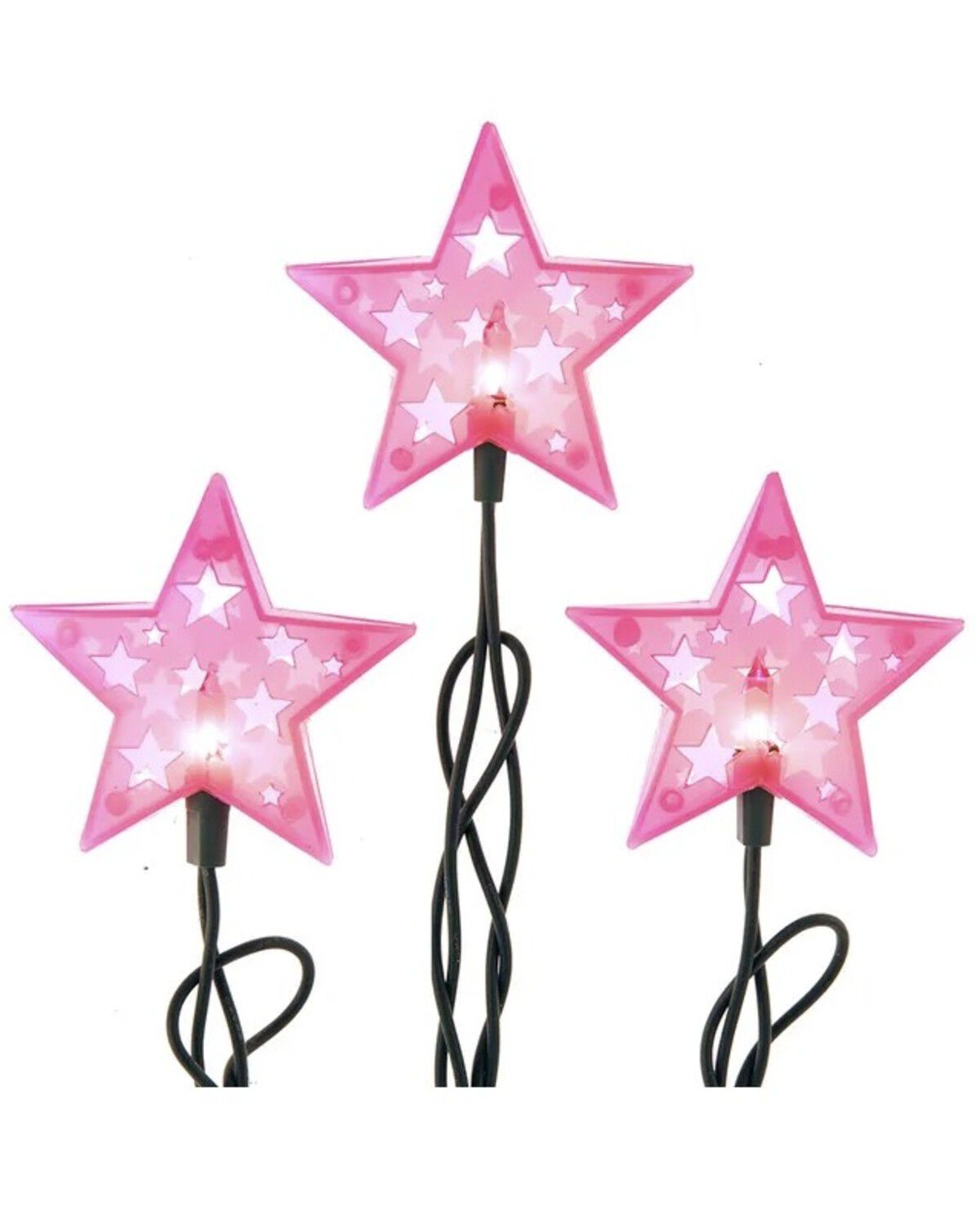 Image #1 - Kurt Adler 9' UL 10L Pink Stars Lights Set, Multi, hi-res