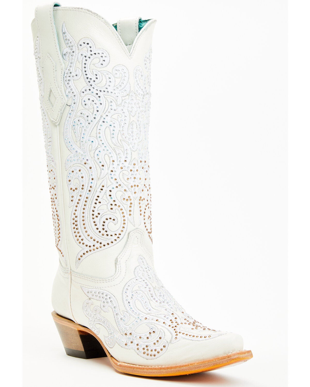 Corral Women's Crystal Embroidered Western Boots - Snip Toe, White, hi-res