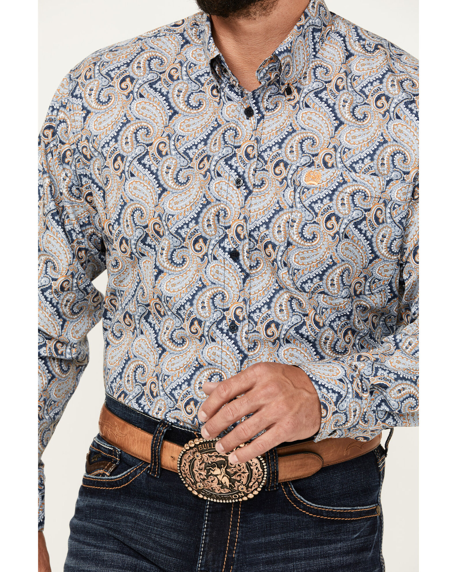Product Name:  Cinch Men's Paisley Print Long Sleeve Button-Down Western Shirt