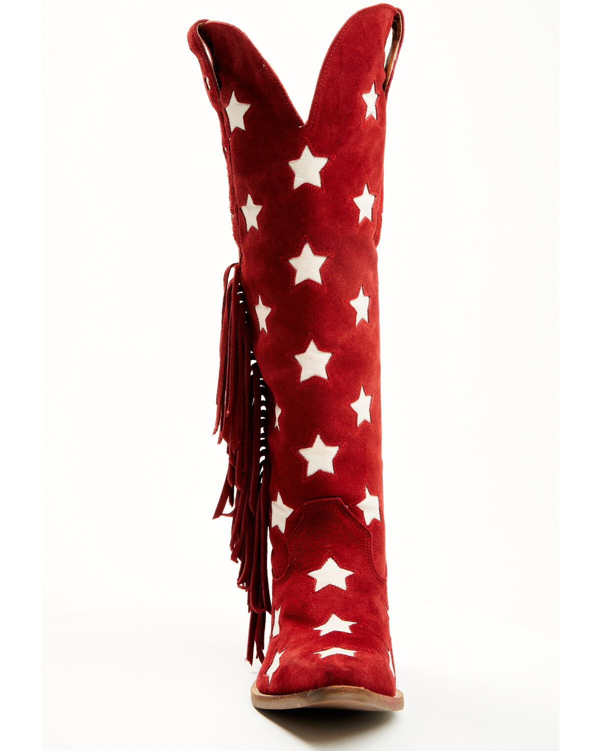 Image #4 - Dingo Women's Super Star Tall Suede Western Boots - Snip Toe, Red, hi-res