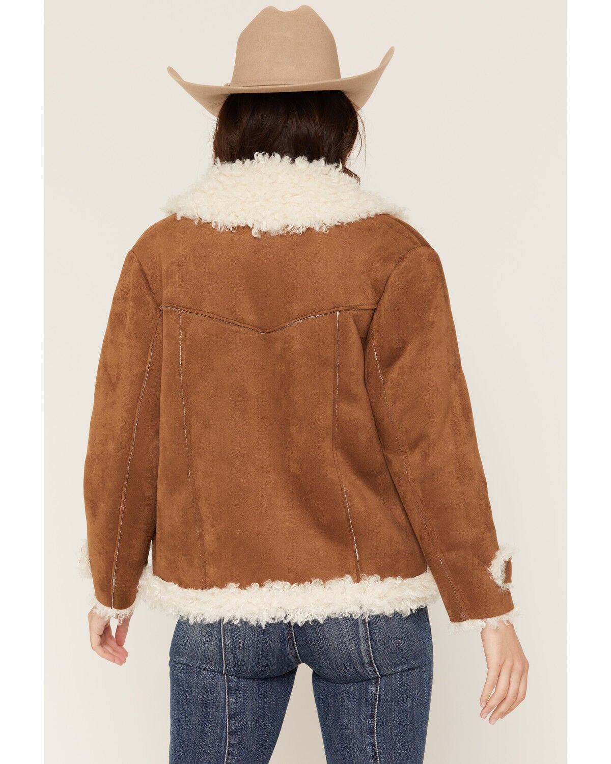 Image #4 - Idyllwind Women's Briggs Faux Suede Sherpa Blazer, Bark, hi-res