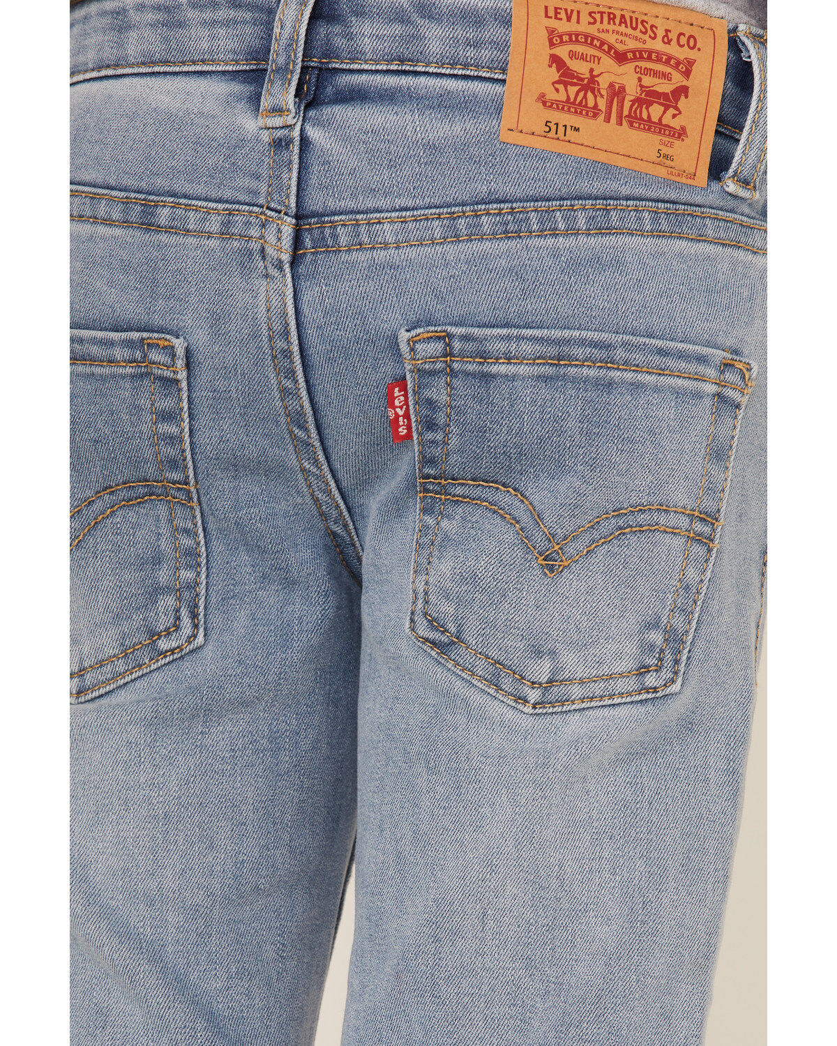 Image #4 - Levi's Boys' 511 Light Wash Distressed Slim Superfly Straight Jeans, Blue, hi-res