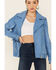 Understated Leather Women's Sunburst Leather Zip-Front Moto Jacket , Turquoise, hi-res